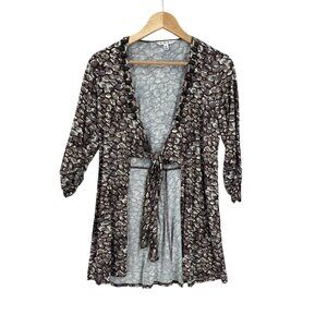 Cabi Cobblestone Front Tie top Size Medium Flowy Boho Cardigan‎ Fall V-neck